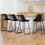 NNEDSZ Artiss 4x Bar Stools Leather Padded Metal Legs Black