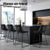 NNEDSZ Artiss 4x Bar Stools Leather Padded Metal Legs Black