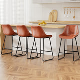 NNEDSZ Artiss 4x Bar Stools Leather Padded Metal Legs Brown