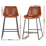 NNEDSZ Artiss 4x Bar Stools Leather Padded Metal Legs Brown