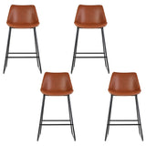 NNEDSZ Artiss 4x Bar Stools Leather Padded Metal Legs Brown