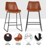 NNEDSZ Artiss 4x Bar Stools Leather Padded Metal Legs Brown