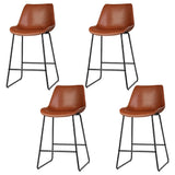 NNEDSZ Artiss 4x Bar Stools Leather Padded Metal Legs Brown