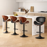 NNEDSZ Artiss 4x Bar Stools Gas Lift Leather Padded Black