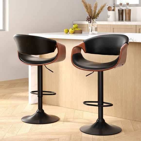 NNEDSZ Artiss 2x Bar Stools Gas Lift Leather w/Armrest