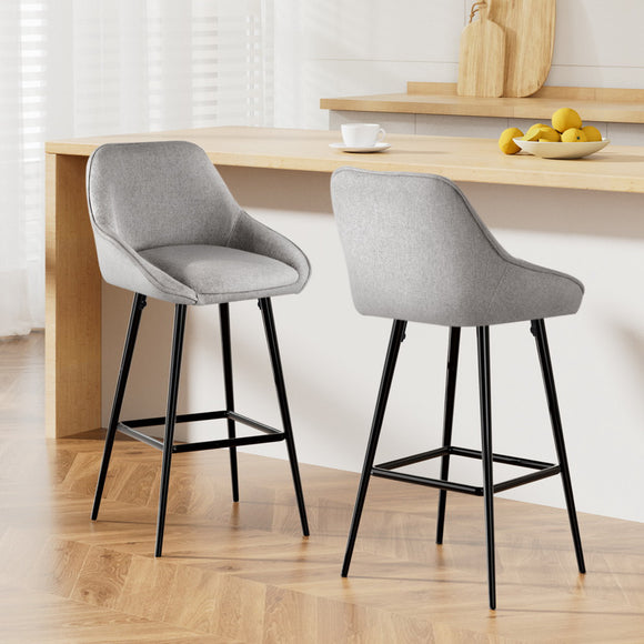 NNEDSZ Artiss 2x Bar Stools Upholstered Stool Counter Seat Kitchen Dining Chairs