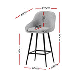 NNEDSZ Artiss 4x Bar Stools Upholstered Stool Counter Seat Kitchen Dining Chairs