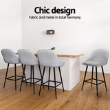 NNEDSZ Artiss 4x Bar Stools Upholstered Stool Counter Seat Kitchen Dining Chairs
