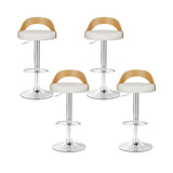 NNEDSZ Artiss 4x Bar Stools Adjustable Leather Padded White