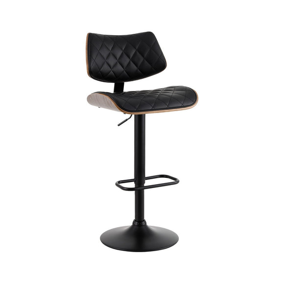 NNEDSZ Artiss Bar Stools Kitchen Dining Chairs Gas Lift Stool Wooden Leather Black