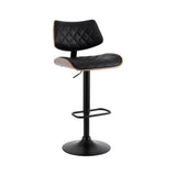 NNEDSZ Artiss Bar Stools Kitchen Dining Chairs Gas Lift Stool Wooden Leather Black