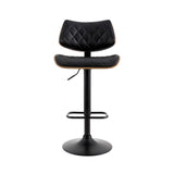 NNEDSZ Artiss Bar Stools Kitchen Dining Chairs Gas Lift Stool Wooden Leather Black