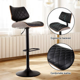 NNEDSZ Artiss Bar Stools Kitchen Dining Chairs Gas Lift Stool Wooden Leather Black