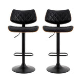 NNEDSZ Artiss 2x Bar Stools Kitchen Dining Chairs Gas Lift Stool Wooden Leather Black