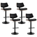 NNEDSZ Artiss 4x Bar Stools Kitchen Dining Chairs Gas Lift Stool Wooden Leather Black