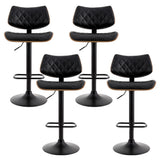 NNEDSZ Artiss 4x Bar Stools Kitchen Dining Chairs Gas Lift Stool Wooden Leather Black