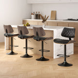 NNEDSZ Artiss 4x Bar Stools Kitchen Dining Chairs Gas Lift Stool Wooden Leather Black