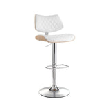 NNEDSZ Artiss Bar Stools Kitchen Dining Chairs Gas Lift Stool Wooden Leather White