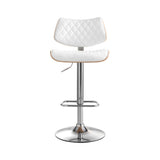 NNEDSZ Artiss Bar Stools Kitchen Dining Chairs Gas Lift Stool Wooden Leather White