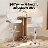 NNEDSZ Artiss Bar Stools Kitchen Dining Chairs Gas Lift Stool Wooden Leather White