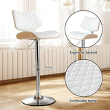 NNEDSZ Artiss Bar Stools Kitchen Dining Chairs Gas Lift Stool Wooden Leather White