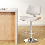 NNEDSZ Artiss Bar Stools Kitchen Dining Chairs Gas Lift Stool Wooden Leather White