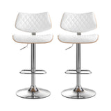NNEDSZ Artiss 2x Bar Stools Kitchen Dining Chairs Gas Lift Stool Wooden Leather White