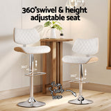 NNEDSZ Artiss 2x Bar Stools Kitchen Dining Chairs Gas Lift Stool Wooden Leather White