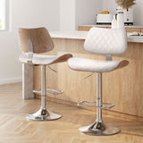 NNEDSZ Artiss 2x Bar Stools Kitchen Dining Chairs Gas Lift Stool Wooden Leather White