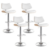 NNEDSZ Artiss 4x Bar Stools Kitchen Dining Chairs Gas Lift Stool Wooden Leather White