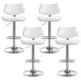 NNEDSZ Artiss 4x Bar Stools Kitchen Dining Chairs Gas Lift Stool Wooden Leather White