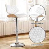 NNEDSZ Artiss 4x Bar Stools Kitchen Dining Chairs Gas Lift Stool Wooden Leather White