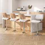 NNEDSZ Artiss 4x Bar Stools Kitchen Dining Chairs Gas Lift Stool Wooden Leather White