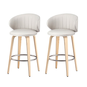 NNEDSZ 2x Artiss Bar Stools Dining Chairs Contoured Leather Wood Stool