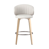 NNEDSZ 2x Artiss Bar Stools Dining Chairs Contoured Leather Wood Stool