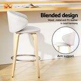 NNEDSZ 2x Artiss Bar Stools Dining Chairs Contoured Leather Wood Stool