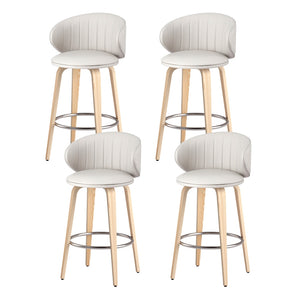 NNEDSZ 4x Artiss Bar Stools Dining Chairs Contoured Leather Wood Stool