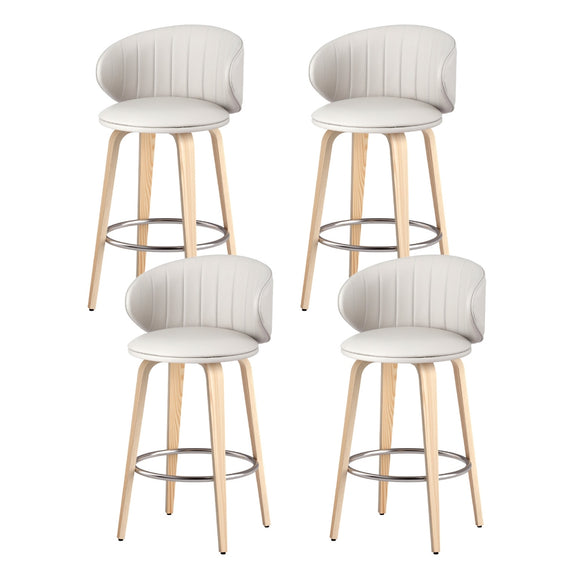 NNEDSZ 4x Artiss Bar Stools Dining Chairs Contoured Leather Wood Stool