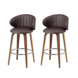 NNEDSZ 2x Artiss Bar Stools Dining Chairs Contoured Leather Wood Stool