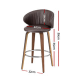 NNEDSZ 2x Artiss Bar Stools Dining Chairs Contoured Leather Wood Stool