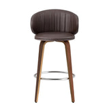 NNEDSZ 2x Artiss Bar Stools Dining Chairs Contoured Leather Wood Stool
