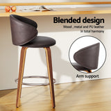 NNEDSZ 2x Artiss Bar Stools Dining Chairs Contoured Leather Wood Stool