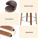 NNEDSZ 2x Artiss Bar Stools Dining Chairs Contoured Leather Wood Stool