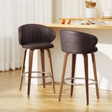NNEDSZ 2x Artiss Bar Stools Dining Chairs Contoured Leather Wood Stool
