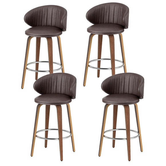 NNEDSZ 4x Artiss Bar Stools Dining Chairs Contoured Leather Wood Stool
