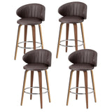 NNEDSZ 4x Artiss Bar Stools Dining Chairs Contoured Leather Wood Stool