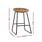 NNEDSZ 2x Bar Stools Kitchen Dining Chairs Counter Stool PU Leather Metal Brown