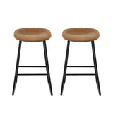 NNEDSZ 2x Bar Stools Kitchen Dining Chairs Counter Stool PU Leather Metal Brown