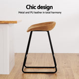 NNEDSZ 2x Bar Stools Kitchen Dining Chairs Counter Stool PU Leather Metal Brown