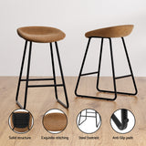 NNEDSZ 2x Bar Stools Kitchen Dining Chairs Counter Stool PU Leather Metal Brown